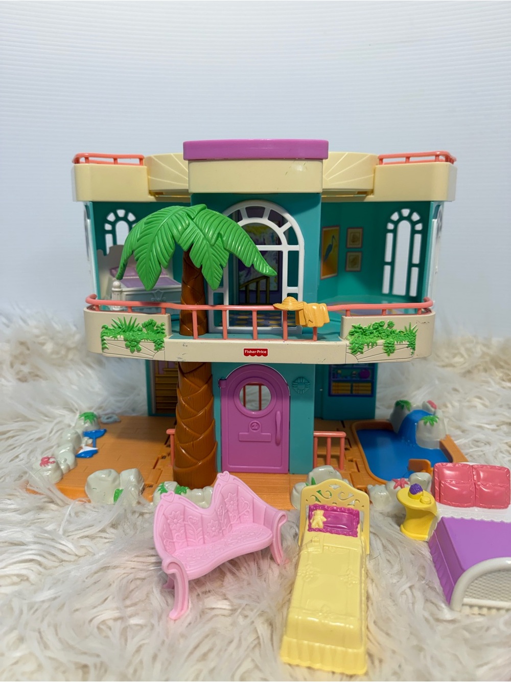 Vtg. 🦄Fisher-Price / Sweet Streets / {Beach Vacation House} '2000 Toy Playset! - Picture 2 of 3